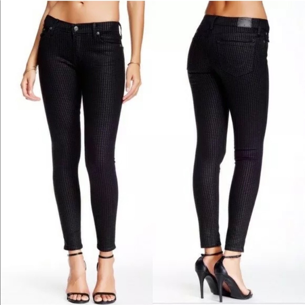 Women’s True Religion Black Houndstooth Skinny Jeans Size 26